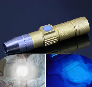Įkraunamas Usb 365nm Led UV Žibintuvėlis flash Žibintuvėlis, Juoda, Šviesos, Ultravioletinės lempos Lempos Liuminescencinės Lempos Pinigų nustatymo