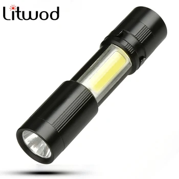 Litwod 1510 LED MINI Žibintuvėlis XPE + COB žibintuvėlis, tušinukas, šviesos, atsparus Vandeniui Aliuminio 4 Režimai Degiklį naudoti AAA Baterijos, Kempingas darbo