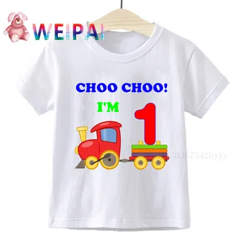 Berniukas Traukinio 1-9 Gimtadienis Skaičius Print T Shirt Vaikų CHOO CHOO aš TIKIU, 2 marškinėliai Boy&Girl Juokinga Dovanų Marškinėlius Pateikti Šeimos Apranga