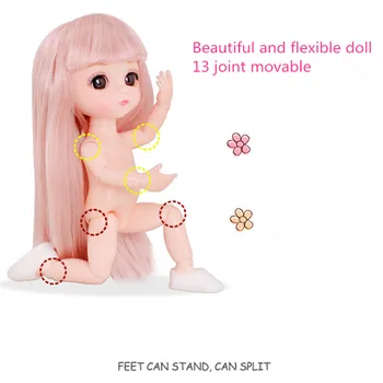 13 Bendrų Movable1/12 16cm Mini BJD Doll Žaislas Mergina 