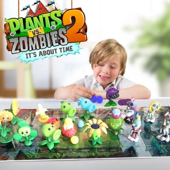 Didelis Originali Augalai vs Zombies Veiksmų Skaičius, Žaislai, 2 Berniukai, Pilnas Komplektas Kietos Gumos Žirnių Šaulys Žaislai Anime Žaidimas Lėlės Vaikų Dovanų