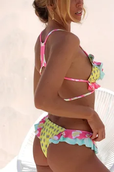 2021 Sexy Thong Mikro Bikinis Moterų Maudymosi Kostiumai Spageti Dirželis Pynimas Wrap maudymosi Kostiumėliai, Push up maudymosi kostiumėlį Moterų Bikini komplektas