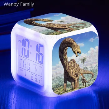 Juros periodo dinozaurų žadintuvas 7 spalva keičiasi LED skaitmeninis laikrodis, didelis ekranas, daugiafunkcinis šviesos laikrodis vaikams gimtadienio dovanos