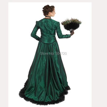 Pritaikyta!Senovinių kostiumų, Žalia Viktorijos suknelės Epochų Regency Gotikos pilietinio Karo, Revoliucijos Derliaus Helovinas Dress HL-109