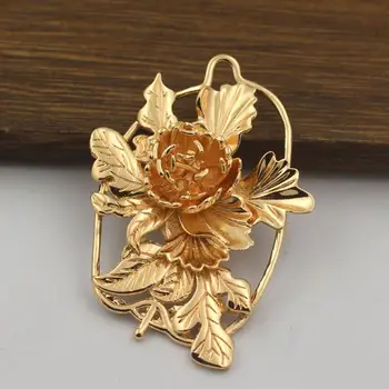10vnt Bronzos Išlieta 3D Lotoso Gėlių Lapų Pakabukai Pakabukas Aukštos Kokybės Aukso Sidabro Spalvos 