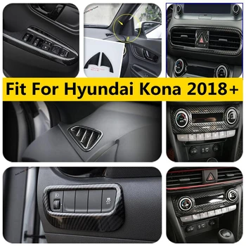 Yimaautotrims Anglies Pluošto Išvaizdą Vidaus Remonto Komplektas Hyundai Kona 2018 - 2020 M. Oro / Langų Pakėlimo Mygtuką / Priekiniai Žibintai Dangčio Apdaila