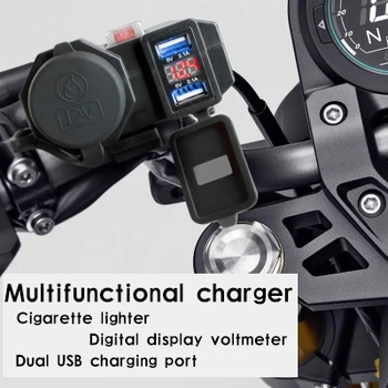 Universalus Automobilių Multi-funkcija USB Įkroviklis Motociklo Cigarečių Degiklio Vandeniui Moto Dual USB Bendras Mobiliojo ryšio Telefono Įkroviklis