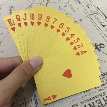 Aukso Folija Pokerio Kortų Žaidimas Plastiko Atsparus Vandeniui Pokerio Kempingas Beach Baseinas Šeimai Šalis, Žaisti Kortelės Valdybos Denio Žaidimai
