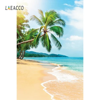 Laeacco Atogrąžų Photophone Jūros Paplūdimys, Palmių Medžių Fotografijos Backdrops Vasaros Portretas Fonas 