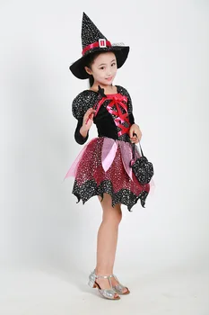 Ragana Dress Helovinas Kostiumai Mergina Su Magic Wand Skrybėlę Bžūp Šalies Cosplay Suknelė Drabužiai Vaikams Mergaitė Animaciją Veiklos Suknelė