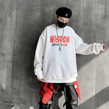 Vyrai Hip-Hop Laisvalaikio Megztiniai Kinijos Siuvinėjimo Banga Dragon Spausdinti Vilnos Hoodies Žiemos Kinijos Stiliaus Streetwear Šilta Mada