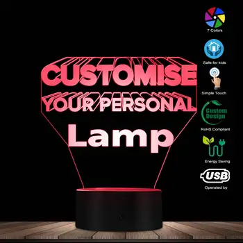 Asmeninį Apšviestas 3D Lempos, LED Apšvietimas, Modernios Užsakymą 3D Šviesos Optinė Iliuzija Lempa Namų Dekoro Dovanos Idėja kurti Savo Lempa