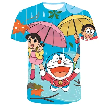 Mados Naujų Mielas moteriški marškinėliai Doraemon Ding Dong Katė T-Shirts 3D Skaitmeninis Spausdinimas vyriški trumpomis Rankovėmis Viršūnes Mados Pora Tee