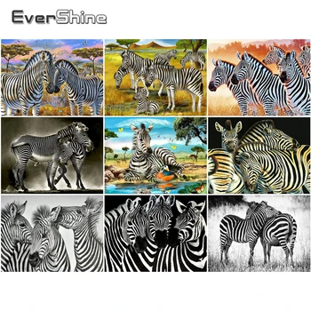 EverShine 5D kvadratiniu Diamond Tapybos Zebra Kryželiu Diamond Siuvinėjimas Karoliukais Nuotrauką Cirkonio Gyvūnų Meno Hobis Dovana