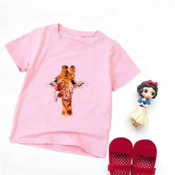 2020 Animacinių filmų Marškinėliai Vasaros Harajuku Žirafa Kawaii Modelis Vaikams, Drabužiai Berniukams, Mergaitėms, Marškinėlius trumpomis Rankovėmis Mergina, T-marškinėliai, Unisex Mielas