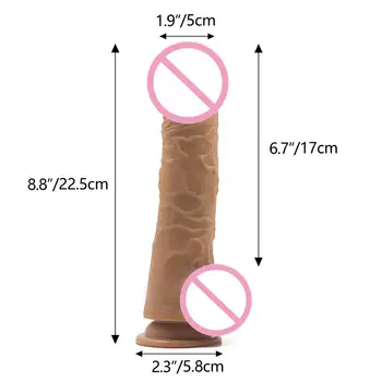 YUELV 8.8 Colių Dvigubo Sluoksnio Silikono Minkštas Tikroviškas Dildo Su siurbtuko Dirbtinės Varpos Moterų Dick Masturbuotis Suaugusiųjų Sekso Produktai Erotiniai Žaislai