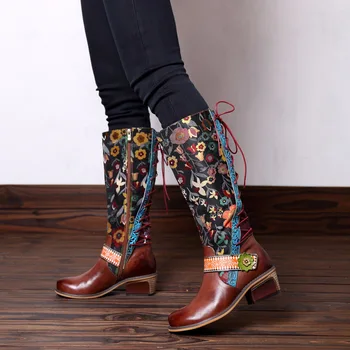 Gykaeo Europos ir Amerikos Stiliaus Laisvalaikio natūralios Odos Moterų Batai Mergaitėms Retro Knee-high Ilgi Batai Moteris, Žiemą Šiltas Batai