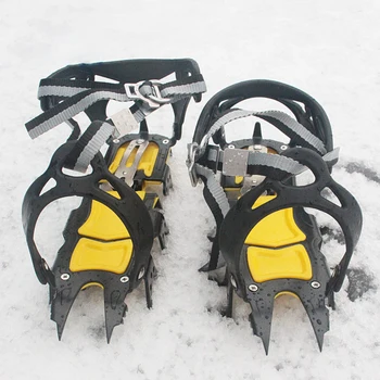 18-Dantų Laipiojimo Stabdžių Sistema Kapliukai Reguliuojamas Žiemą Vaikščioti Ledo Letena Alpinizmo Snowshoes Mangano Plieno Lauko Batų Dangtis