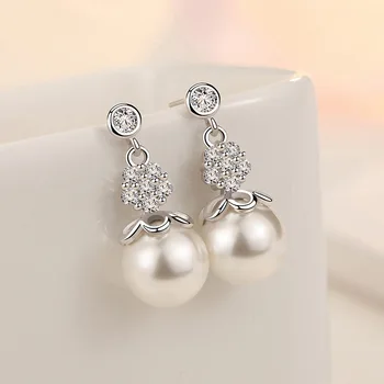 Jellystory 925 sterlingas sidabro auskarai su natūralių gėlavandenių perlų cirkonis lašas auskarai fine jewelry moterų vestuves