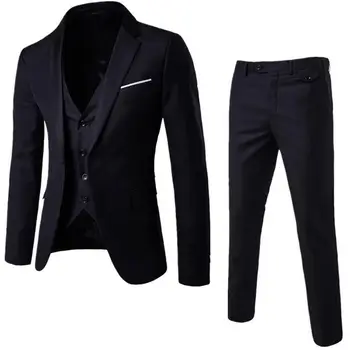 Naujas trijų dalių (švarkas + kelnės + liemenė) kostiumas, liemenė kelnės socialinės tiktų vyrų mados įmonė fit vyriški vestuvių kostiumą derliaus