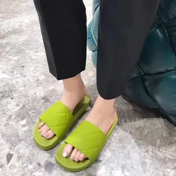 Vasarą butas Paplūdimio atostogos pajūryje Šlepetės Moterims Tingus Mullers Rhombus storio vienintelis atsitiktinis sandalai moteriška komfortą fifo 2020 m.