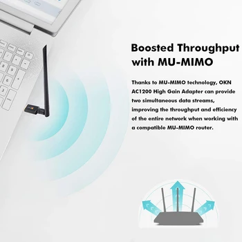 1200Mbps USB3.0 Belaidžio Wifi Adapteris 2.4/5 ghz Dual Band, Network Kortelės WPS 5dBi Antenos Didelės Spartos Mac OS Window Vista
