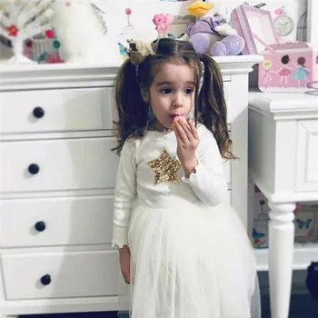 2020 mados baby vaikų mergaičių rudenį long sleeve lace kamuolys suknelė Princesė Suknelė Drabužių Šalies Tutu Sukneles komplektus star rausva, balta