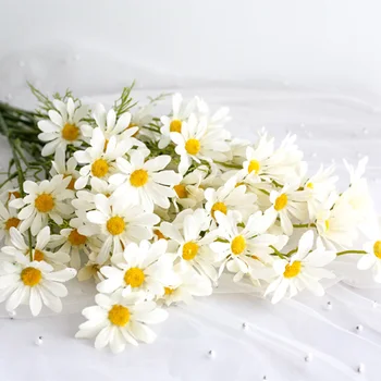 10 Dirbtinis pluoštas Daisy gėlių puokštė 5 galvutės, Namų dekoravimo reikmenys Vestuvių 