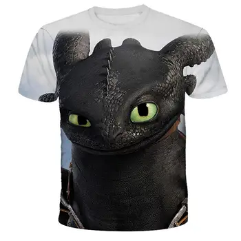 Mados Vasaros Berniukų Marškinėliai, Kaip Traukinio Jūsų Drakonas 3D Vaikai marškinėlius 3D Spausdinimo Marškinėlius Mergaitėms Animacinių filmų Topai Tees vaikų Drabužiai