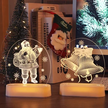 Kalėdų Naktį Žibintai, Naktiniai staleliai, lempa deco Akrilo šiltas žiburiai Kalėdų senelis Snaigės Noel medžio spausdinimo dekoracija namuose