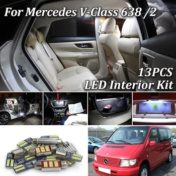 13pcs LED Licencijos plokštelė Mercedes V-class W638 638 /2 V200 V220 V230 V280 LED interjero Šviesos kupolas + Parkavimo lempučių rinkinį (96-03)