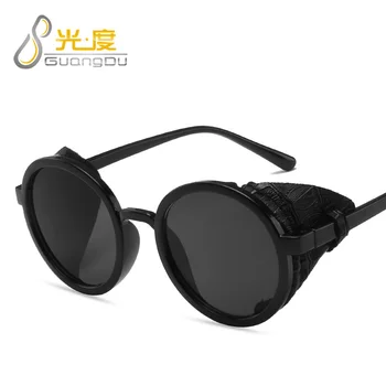 Steampunk apvalūs akiniai nuo saulės moterims, vyrams 2019 poliarizuota uv400 aukštos kokybės futuristinis kietas saulės akiniai oculos de sol feminino