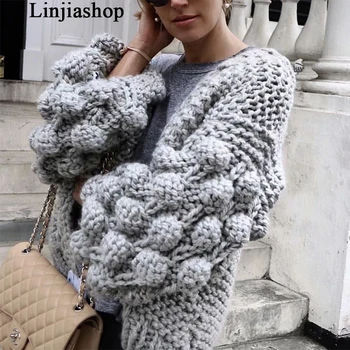 Super prabangus rankų darbo megztinis megztas megztinis ilgomis rankovėmis megztinis kamuolys rudens žiemos megztinis 6 spalvų