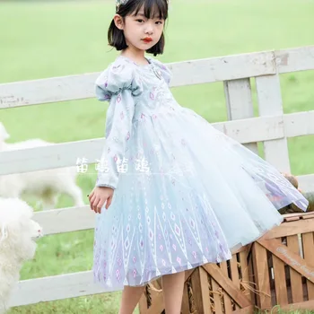 Merginos Aisha suknelė 2020 nauja vaikų baltas sniegas vakarų stiliaus gimtadienio reljefiniai suknelė akių princesė suknelė