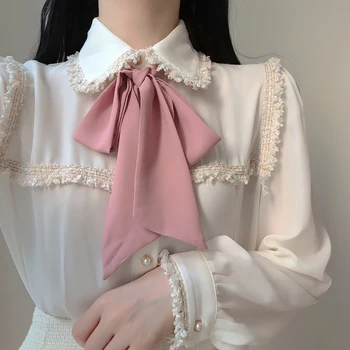 Korėjos Mados Šifono Palaidinė marškinėliai ilgomis rankovėmis OLIS Marškinėliai Kutas peteliškę Moterų Viršūnių roupas feminina