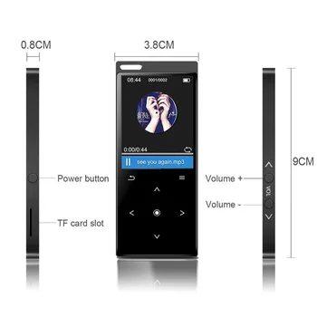 HIFI C12 MP4 Grotuvas Su Bluetooth Studentų Walkman Mini Mp4 Touch Ultra-plonas Mp4 Garsiakalbis, Palaiko dainų E-knygos Lossless Muzikos