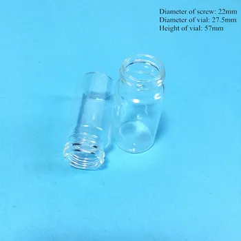 Skaidrus Varžtas Chromatografijos buteliukas 20ml už Shimadzu 27.5*57mm mėginių Saugojimo Butelis 22mm Parse butelis su dangteliu Pertvara 10vnt