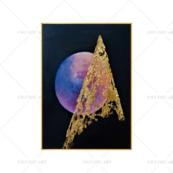Mados Rankų darbo Anotacija Aukso Violetinė Mėnulis Aliejaus Tapybai už Kambarį Šiuolaikinės Tapybos sienų dekoras nuotraukos meno Dovana