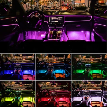 Rgb App Nuotolinio Valdymo Apšvietimo Auto Koja Konsolė Durų Dekoratyvinis LightsLed Automobilio Salono Aplinkos Atmosferą, Nuotaiką Šviesos