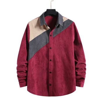 Nauja Rudens/žiemos Šiltas Kokybės Velvetas ilgas rankovėmis mygtuką antkaklis smart casual marškinėliai vyrams patogus