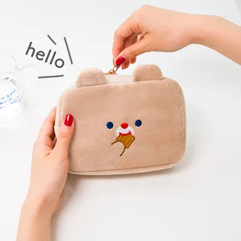 Mielas animacinių filmų pliušinis įkroviklis duomenų kabelis mobiliojo telefono saugojimo krepšys kosmetikos krepšys kosmetikos krepšys kawaii makiažas