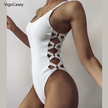 VigoCasey Balti Tuščiaviduriai Maudymosi Kostiumėliai Moterims 2020 M Sexy Vientisi Maudymosi Kostiumėlį Moteris Slim Monokini Push Up Aukšto Juosmens Maudymosi Kostiumą Plaukti