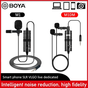 BOYA Mini BY-M1 M1DM Clip-on Lavalier Garso Mikrofonas (3,5 mm Apykaklės Kondensatoriaus Atvartas Mic įrašymo Canon 