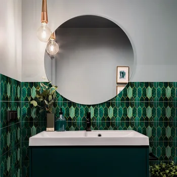 20X20cm Žalia Gilding Mozaikos Plytelių Lipdukas Vandeniui Lipni PVC Sienų Lipdukai Vonios kambarys, Virtuvė Žemės Paster Dekoras