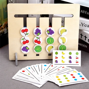 Spalvos/vaisių Atitikimo Žaidimas Montessori Mediniai Žaislai Logika dvipusis vaikų Švietimo Žaislai, Dovanos