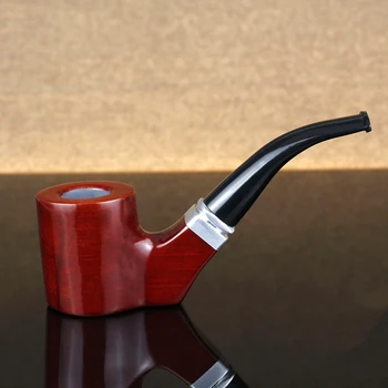 Nauja Raudona Sandalo Medžio Vamzdžių 9mm Filtras Rūkymas Vamzdis plokščiadugnis Medinių Vamzdžių Metalo Žiedas Įterpti Tabako Vamzdis nemokamų įrankių rinkinys