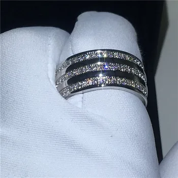 Mėgėjams Turas Piršto žiedas 925 sterlingas sidabro Mirco Nutiesti Kubinis Cirkonis Šalis Vestuvių Juostoje Žiedai, moterims, vyrams