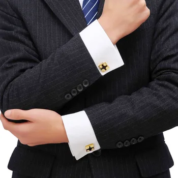 Naujasis prancūzijos Marškinių Rankogalių segtukai Aukso Black Cross Aukštos Kokybės Rankogalių Sagos Madinga Papuošalai, vyriški Dovanos Kristalų Verslo rankogalių segtukai