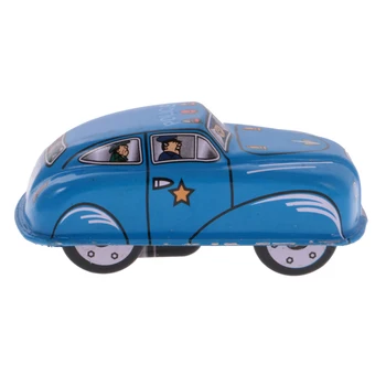 MagiDeal Aukštos Kokybės Derliaus Policijos Mėlyna Automobilio Modelio Vėjo-iki Clockwork Vaikai Alavo Žaislas Suaugusiems Vaikams Klasikinis Kolekcines Dovana