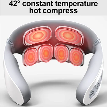 6 Vadovai Kaklo Massager 18 Lygių DEŠIMTIS Elektros Impulsą, 42℃ Šildymo Protingas Massager Atsipalaidavimo Mašina Paramos Skausmas Masažas